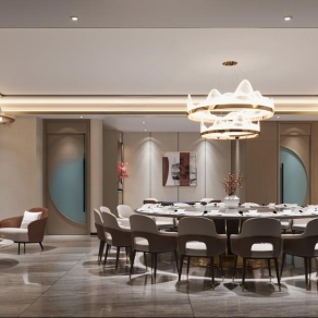 新中式餐厅包厢3D模型下载